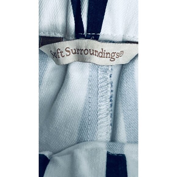 Soft Surroundings Pull On Pants Size M Striped Cropped Tapered Leg Navy White - Picture 8 of 8